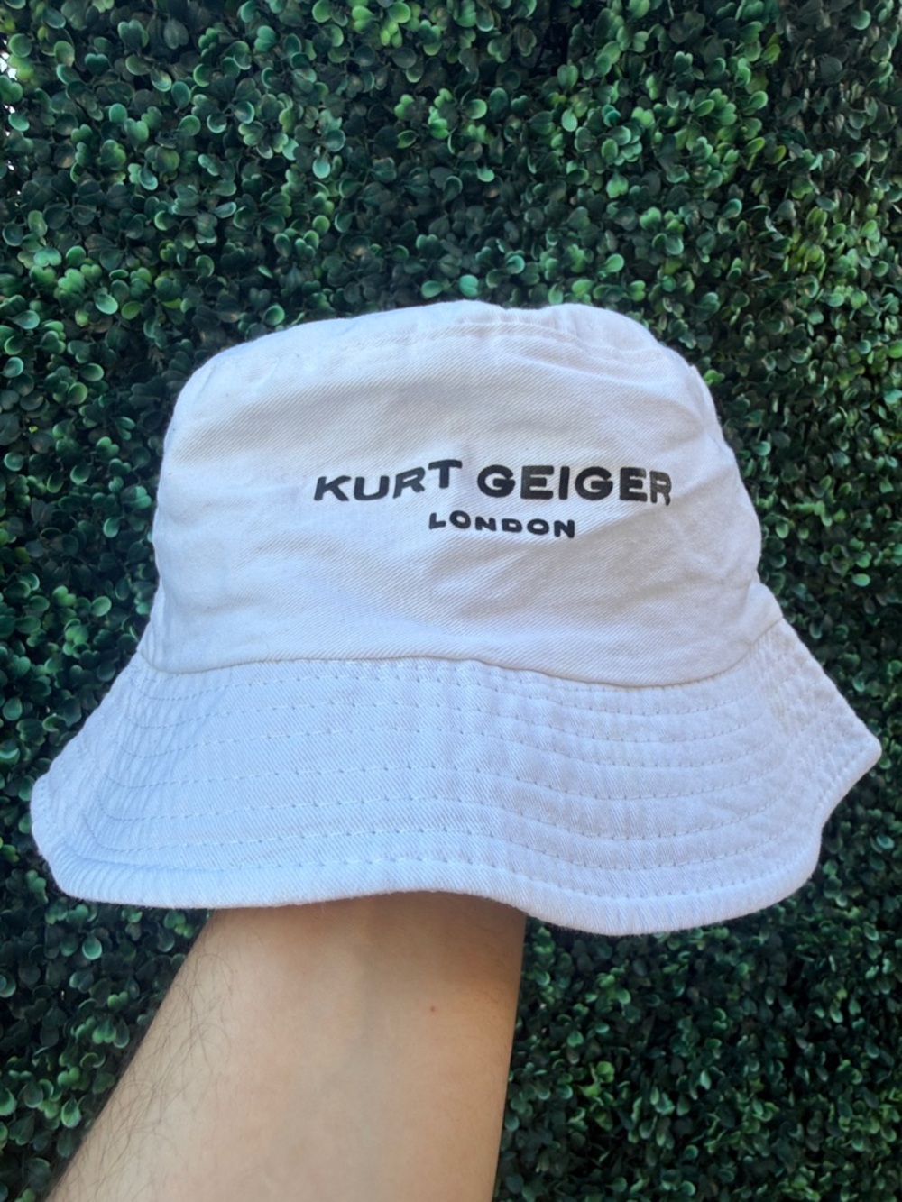 Kurt Geiger White Bucket Hat with Black Logo